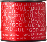 GAVEBÅND RØD M/GOD JUL 10 MM X 91 M