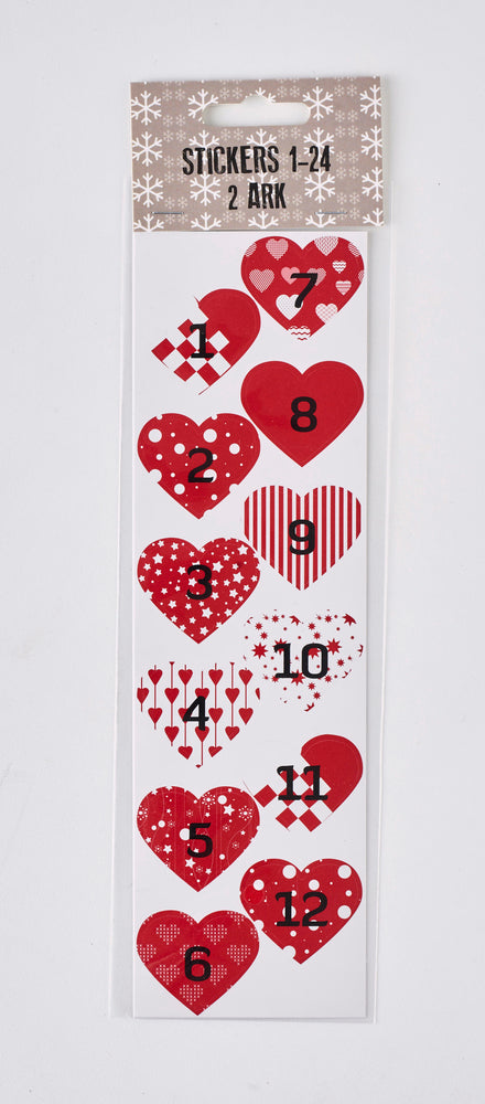 STICKERS 1-24 RØD  2 ARK