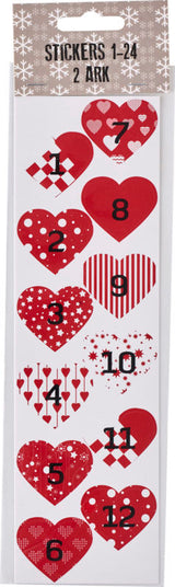 STICKERS 1-24 RØD  2 ARK