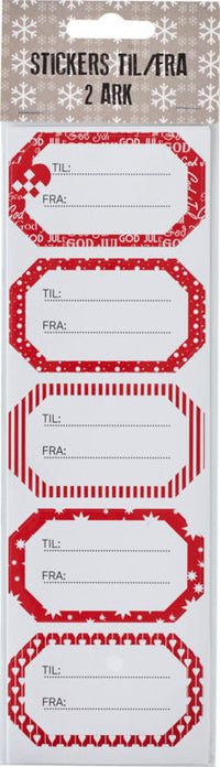 STICKERS TIL/FRA RØD  2 ARK