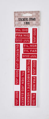 STICKERS DYMO RØD EMBOSSED 1 ARK