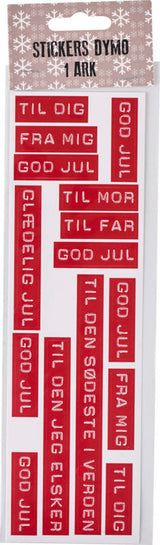 STICKERS DYMO RØD EMBOSSED 1 ARK