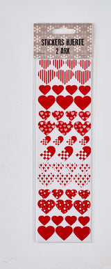 STICKERS  HJERTER RØD  2 ARK