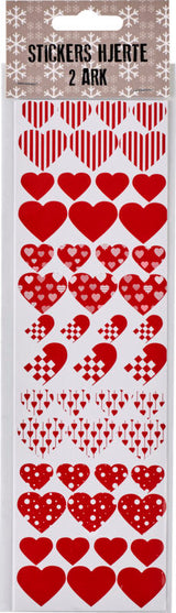 STICKERS  HJERTER RØD  2 ARK