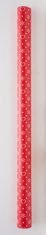 GAVEPAPIR RØD HJERTER/STJERNER 2 MX70CM