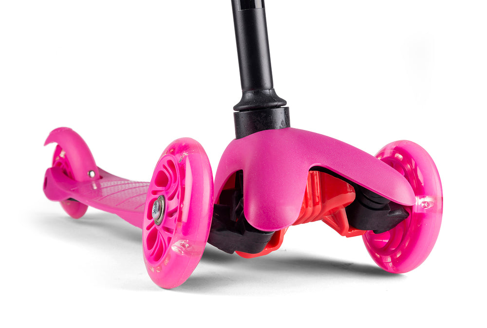 3-hjulet løbehjul med led lys pink