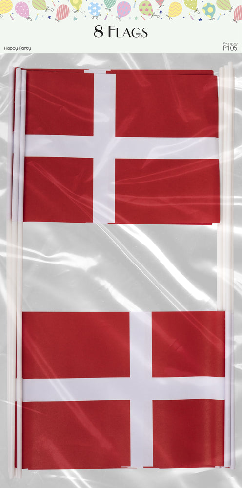 Flag dk i papir A4 8 stk.