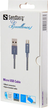 Kabel sync/charge grå 1m sandberg