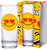 SMILEY EMOJI DRINK GLAS LOVE
