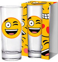 SMILEY EMOJI DRINK GLAS WINK