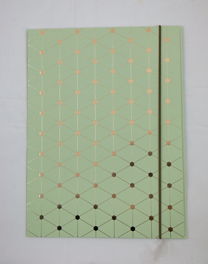 ELASTIKMAPPE MINTGRØN FOIL TRKANT DIAGONAL