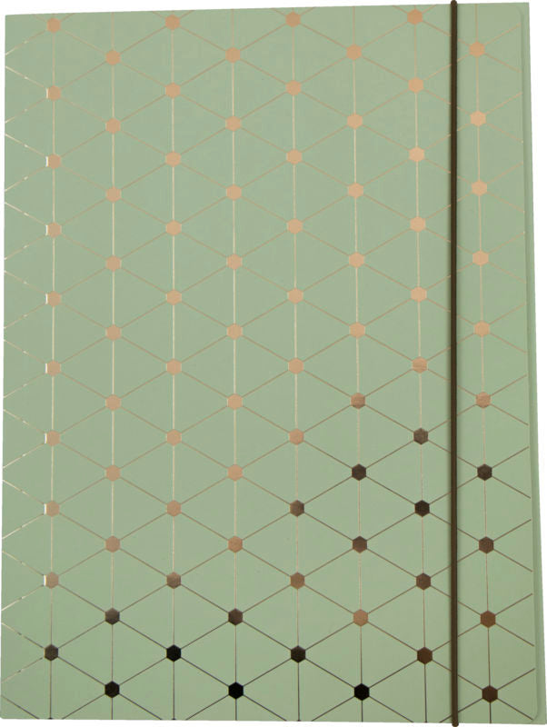 ELASTIKMAPPE MINTGRØN FOIL TRKANT DIAGONAL