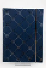 ELASTIKMAPPE MØRKEBLÅ FOIL PAISLEY DOT