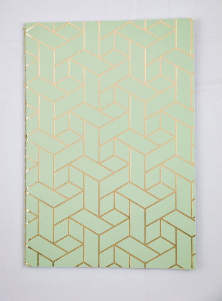 KLADDEHÆFTE A5 LINJERET MINTGRØN FOIL PAISLEY DOT