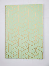 KLADDEHÆFTE A5 LINJERET MINTGRØN FOIL PAISLEY DOT