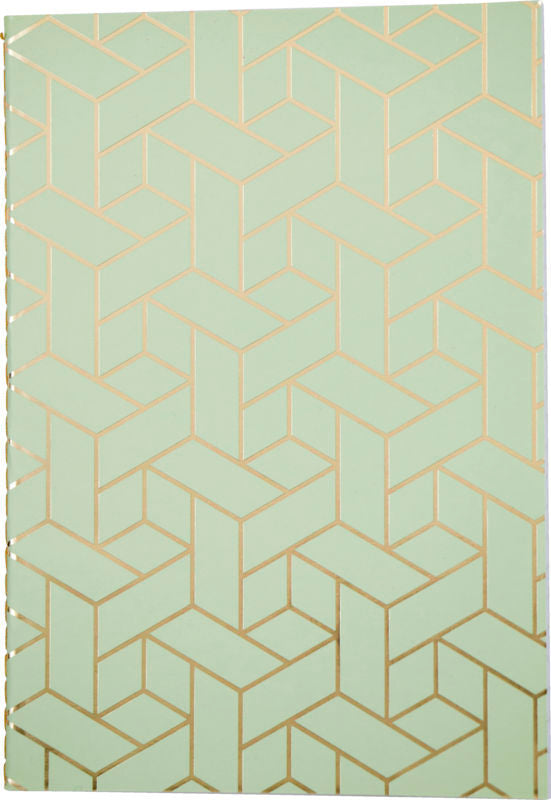 KLADDEHÆFTE A5 LINJERET MINTGRØN FOIL PAISLEY DOT