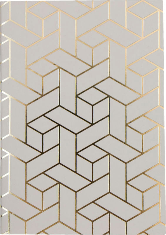 KLADDEHÆFTE A6 LINJERET CREME FOIL TREKANT DIAGONAL