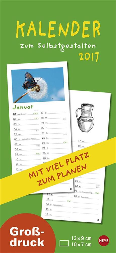 Kalender zum Selbstgestalten Großdruck 2017