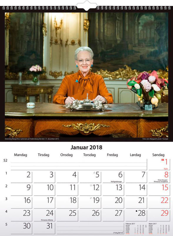 VÆGKALENDER 2018 MAYLAND KONGEHUSET