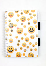 SPIRALBLOK A5 PP OMSLAG SMILEY HVID 5 FANER