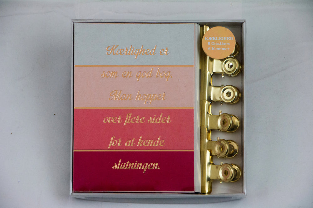 KORT M/CITAT A6 GULD KLEMME KÆRLIGHED
