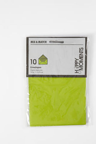 KUVERT C6 100G MØRK GRØN/LIME 10 STK