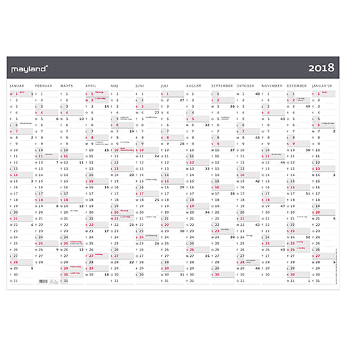 KÆMPEKALENDER MODERNE 1X13 MDR.  2018 MAYLAND
