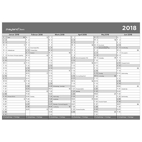 BASIC A4 KONTORKALENDER  2018 MAYLAND