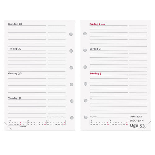 SYSTEM MINI UGEKALENDER TVÆRFORMAT MAPPE I SKIND SORT 2018 M