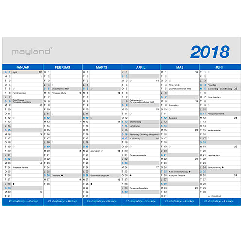 KONTORKALENDER A5  2018 MAYLAND
