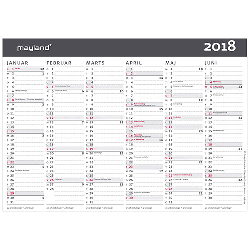 KONTORKALENDER A5  2018 MAYLAND