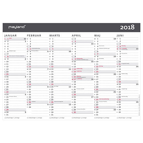 KONTORKALENDER A4  2018 MAYLAND
