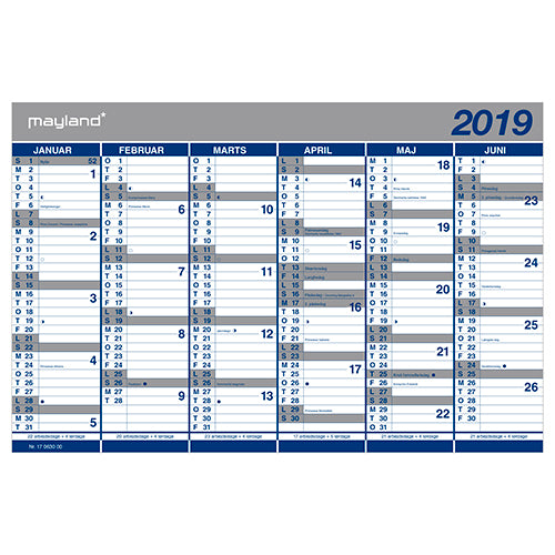 DOBBELT HALVÅRSKALENDER  2019 MAYLAND