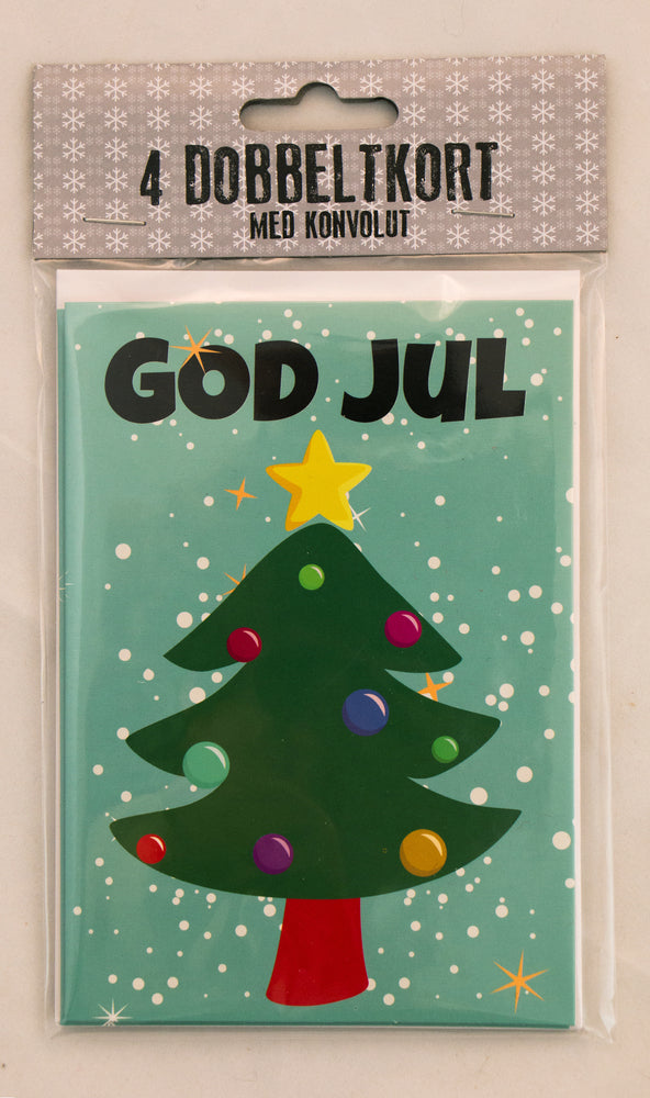 KORT 4/4 M/KONVOLUTTER JULETRÆ/GAVER