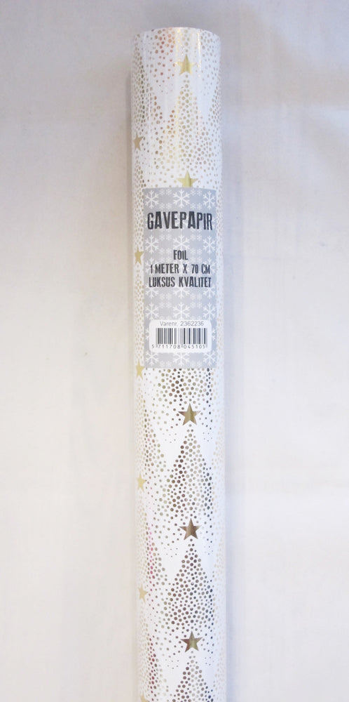 GAVEPAPIR JULETRÆ GULD FOIL 1 M