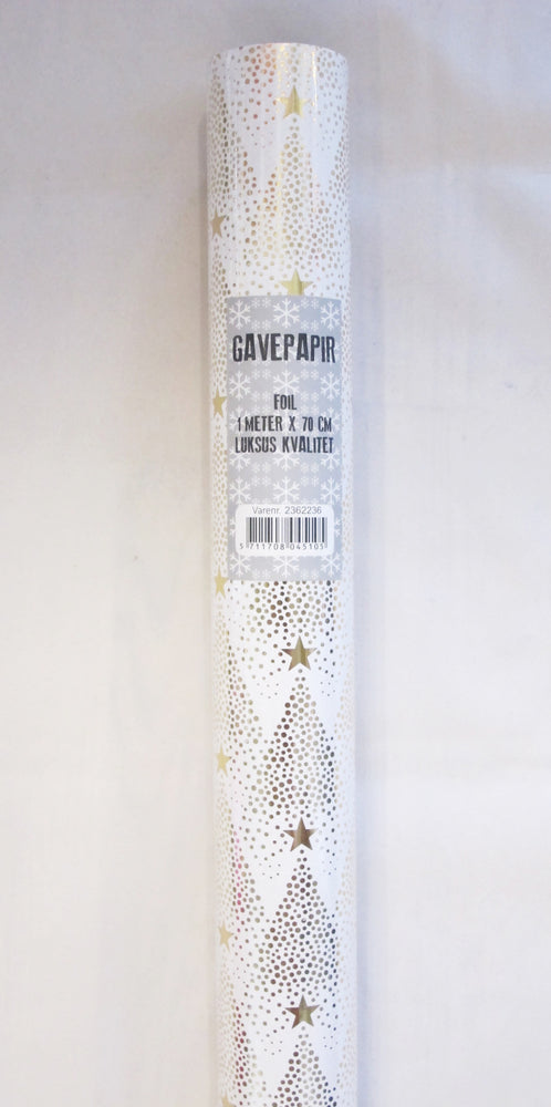 GAVEPAPIR JULETRÆ GULD FOIL 1 M