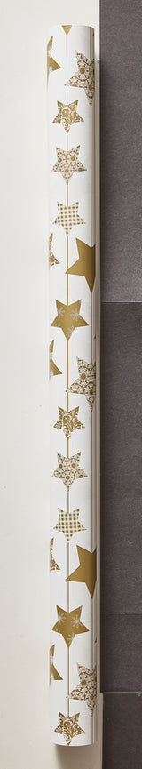 GAVEPAPIR STJERNE GULD PRINT 3 M