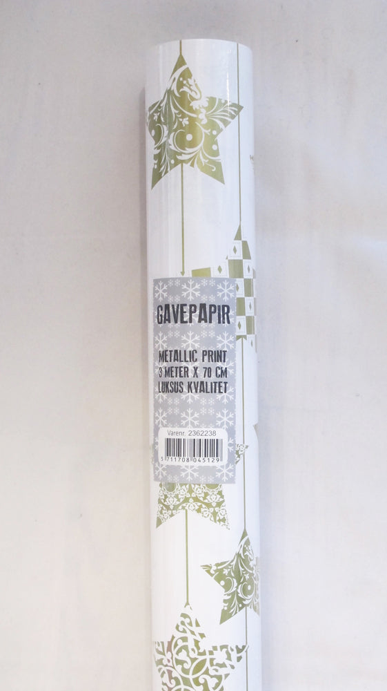 GAVEPAPIR STJERNE GULD PRINT 3 M