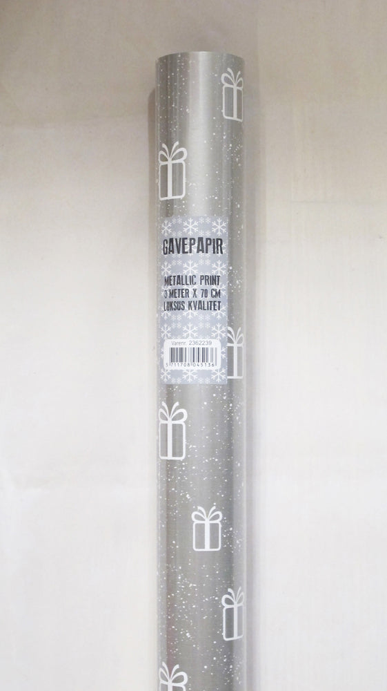 GAVEPAPIR PAKKER SØLV PRINT 3 M