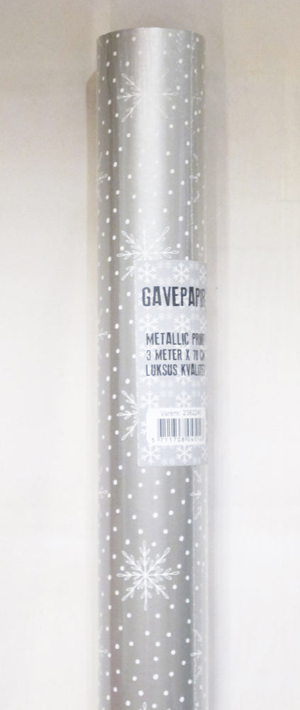 GAVEPAPIR STJERNER SØLV PRINT 3 M