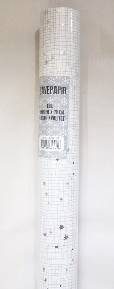 GAVEPAPIR STJERNER SØLV FOIL 1 M
