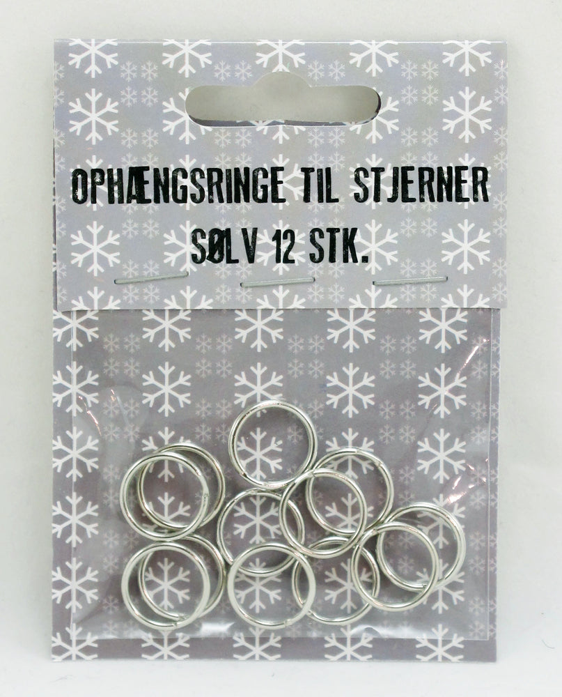 OPHÆNGSRINGE TIL STJERNESTRIMLER SØLV 12 STK