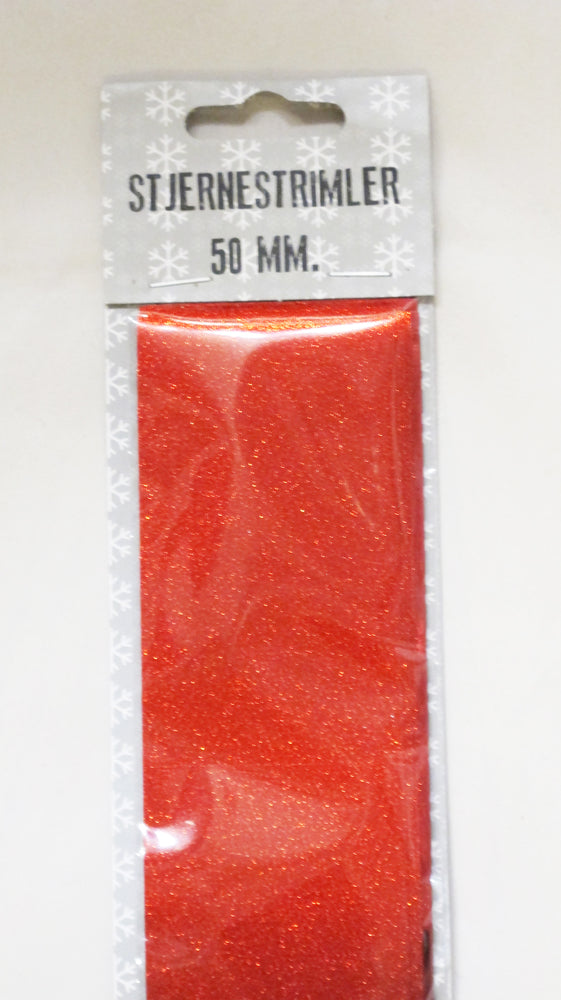STJERNESTRIMLER GLITTER RØD 50 MM 12 STK