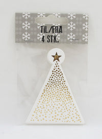 KORT TIL/FRA JULETRÆ GULD FOIL 4 STK