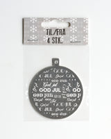 KORT TIL/FRA JULEKUGLE SØLV FOIL 4 STK