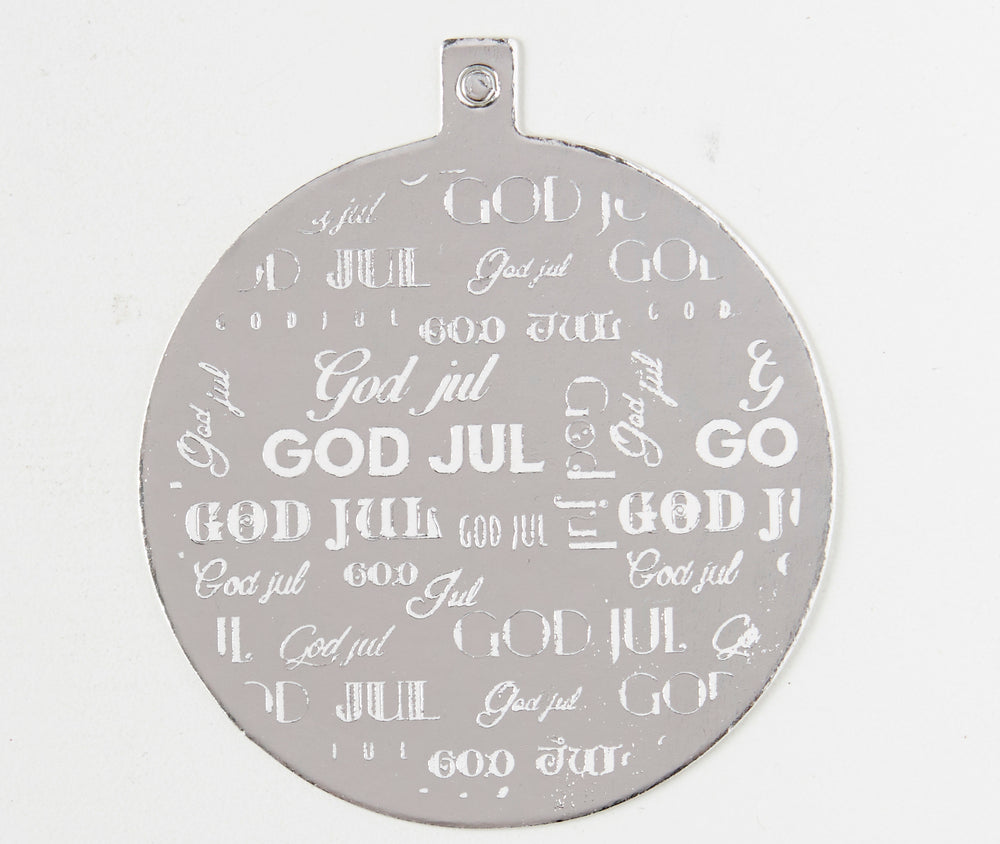 KORT TIL/FRA JULEKUGLE SØLV FOIL 4 STK