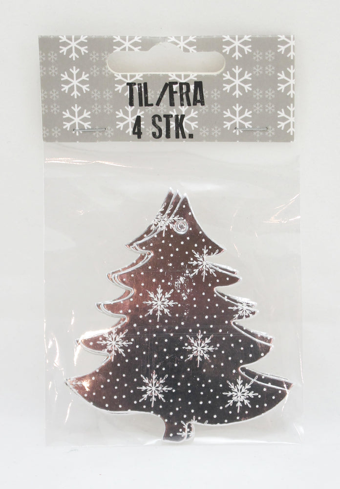 KORT TIL/FRA JULETÆ SØLV FOIL 4 STK