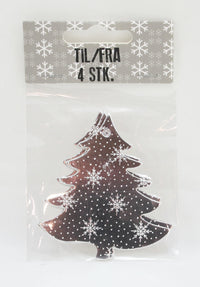KORT TIL/FRA JULETÆ SØLV FOIL 4 STK