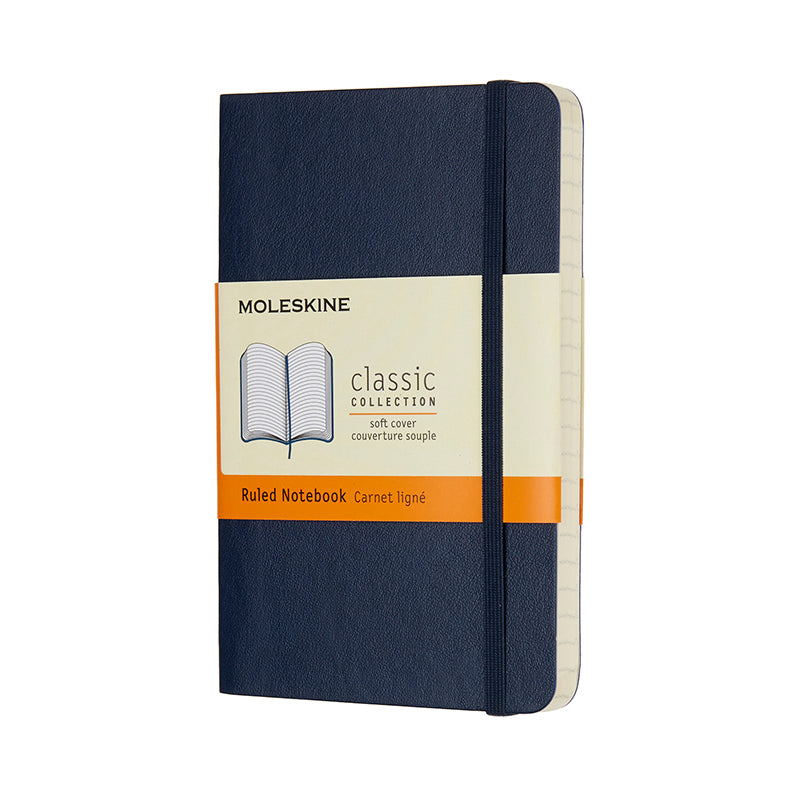 Notesbog Moleskine pocket blå m/192 linjerede ark soft