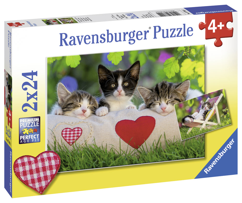 Puslespil sleepy kittens 2x24 brikker